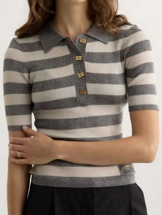 Ganni Tops - Ganni Striped Polo Top NWT